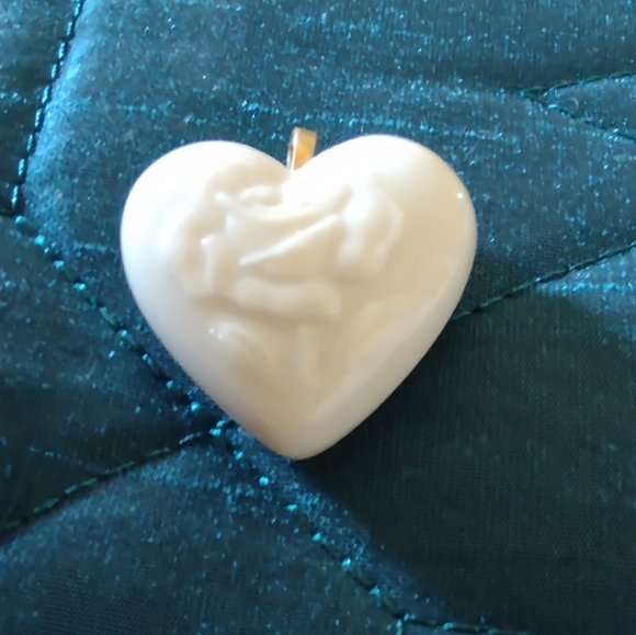 Lenox Floral Porcelain Puffy Heart Pendant - Picture 2 of 4